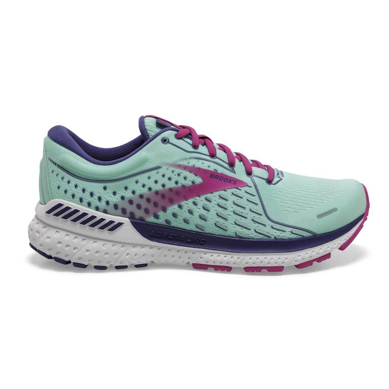 Brooks Adrenaline GTS 21 Road Running Shoes - Women's - PaleTurquoise/Yucca/Navy Blue/Fuchsia (07152